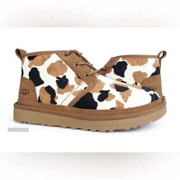 Authentic New Ugg Neumel Bootie Men’s Size 9 Hard To Find Cow Print Pattern! - Picture 5 of 6